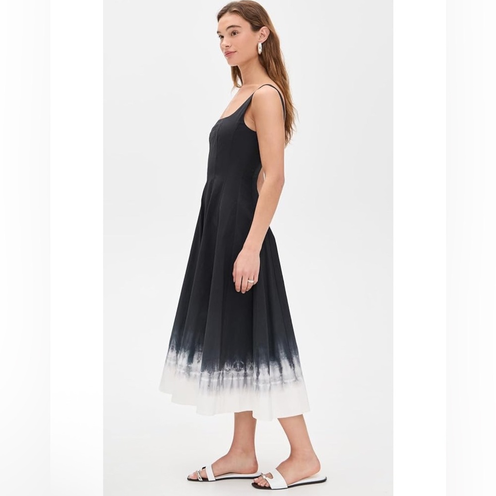 Staud Wells Pleated Stretch-Cotton A-Line Midi-Dress size 6 - Picture 3 of 12